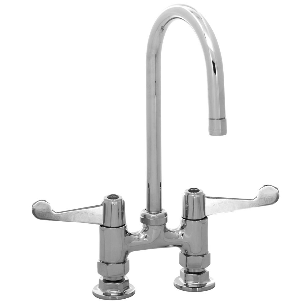 Equip by T&S 5F-4DWS03 Deck Mounted Faucet with 2 13/16" Gooseneck Spout, 4" Centers, Laminar Flow Device, and Wrist Handles