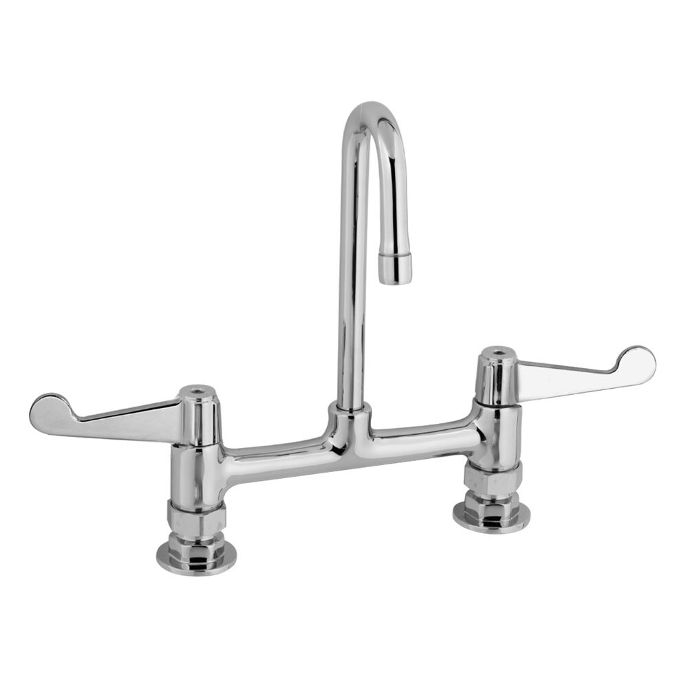 Equip by T&S 5F-8DWS05 Deck Mounted Faucet with 5 9/16" Gooseneck Spout, 8" Centers, Laminar Flow Device, and Wrist Handles