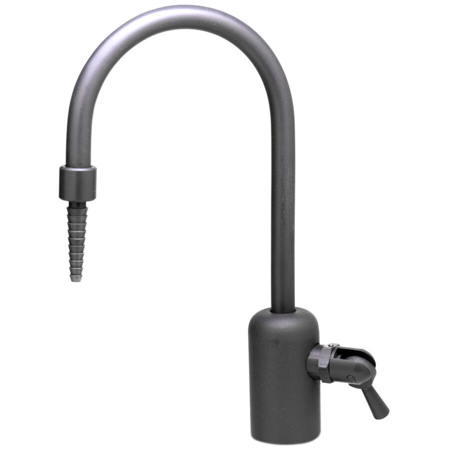 T&S BL-9515-02 Gray Deck Mount PVC Single Ledge Distilled / Deionized Water Faucet with 6 3/16" Rigid Gooseneck Spout, Serrated Tip, and Dual Operation Handle
