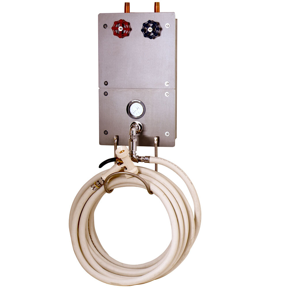 T&S MV-0771-12R Recessed Cabinet and Washdown Station with 3/4" Mixing Valve, 50' Hose and Water Gun