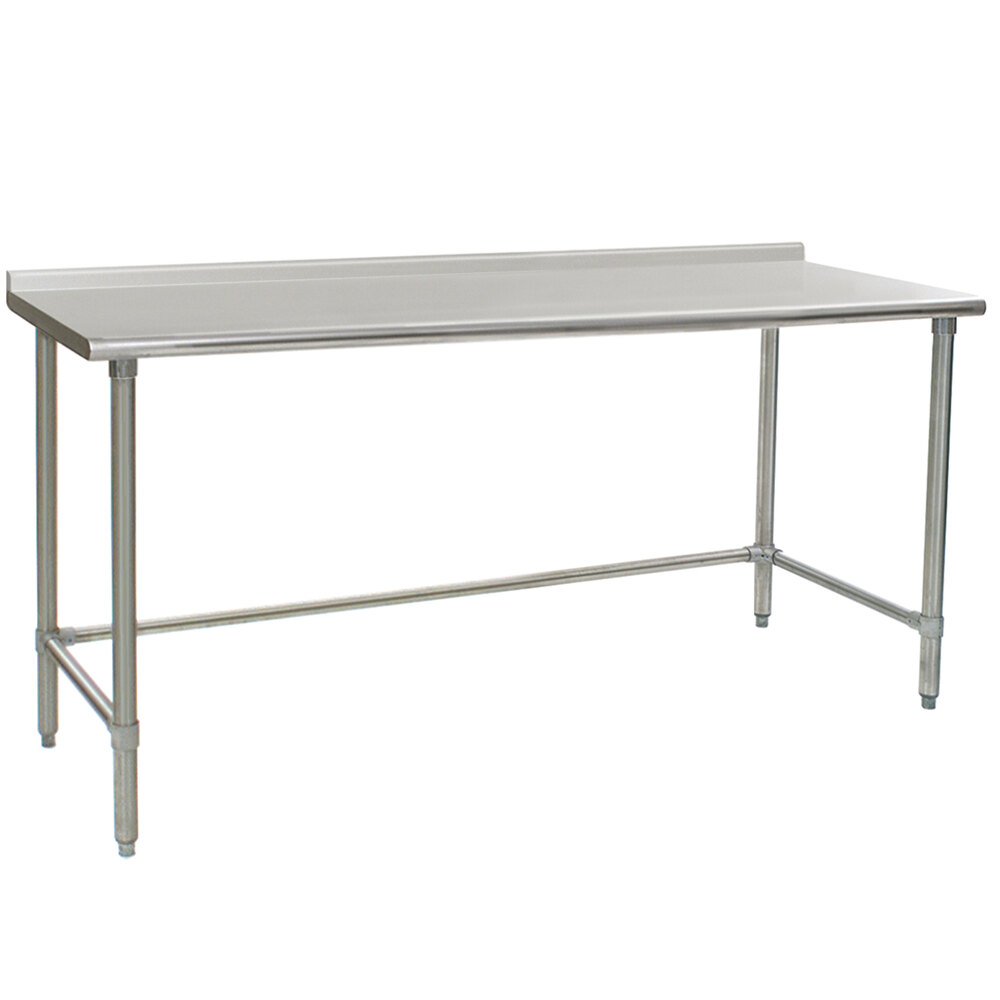 Eagle Group UT3684GTE 36" x 84" Open Base Stainless Steel Commercial Work Table with 1 1/2" Backsplash